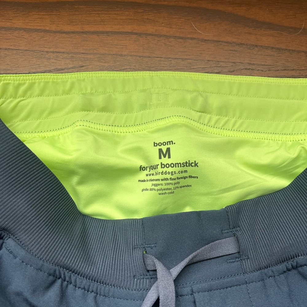 Navy Blue and Neon Green Birddogs Joggers Medium